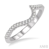 1/6 ctw Crescent Shape Round Cut Diamond Wedding Band in 14K White Gold